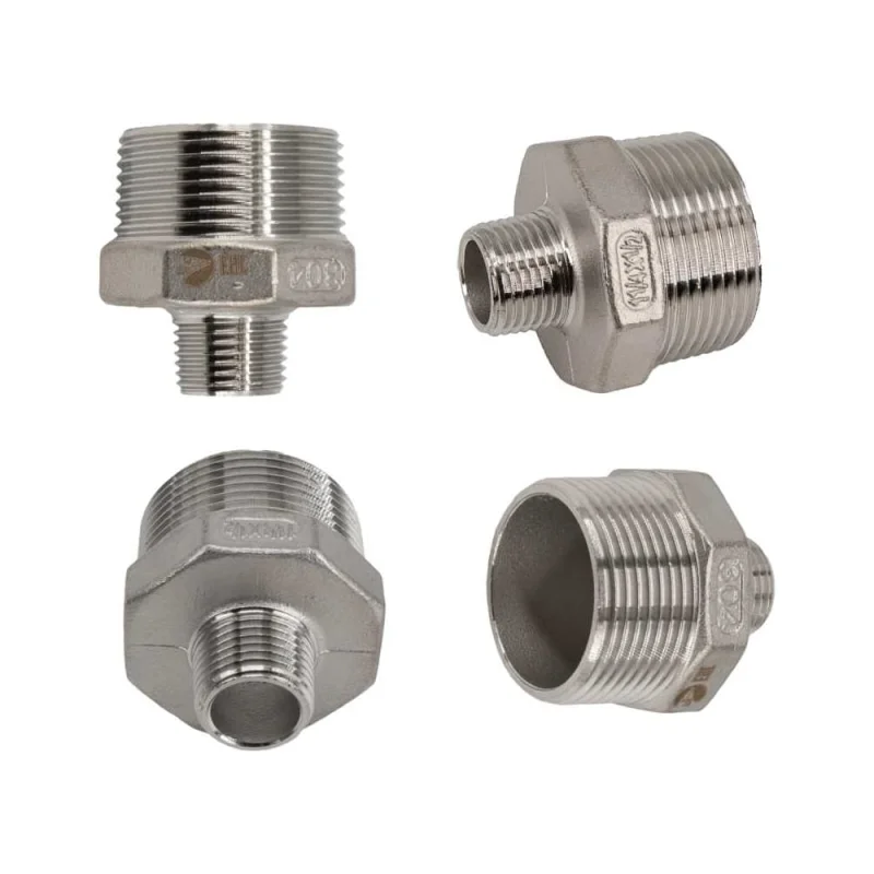 Ниппель резьбовой переходной нержавеющий NEWKEY AISI304 DN32 х DN15 ( 1_1/4 х 1/2), (CF8), PN16, набор NAB2-NK-NMH32х15/4