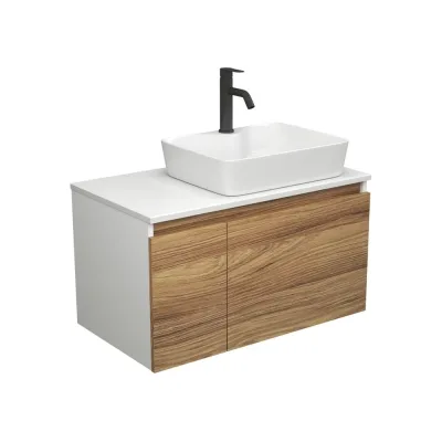 Комплект для ванной Bauedge 3 предмета (тумба Bau Dream Blackwood 80 + раковина BAU Cerama 48x37, с отверстием под смеситель, белая, смеситель Dream Black) BD1895