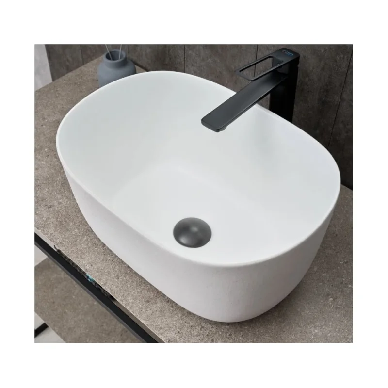 Раковина Gid N9302wg накладная белая матовая / белая графит 45x32x22 51220