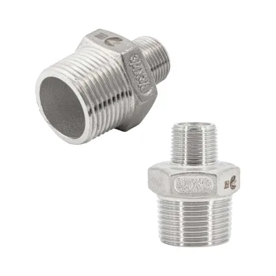 Ниппель резьбовой переходной нержавеющий NEWKEY AISI304 DN20 х DN10 (3/4 х 3/8), (CF8), PN16 набор 2 шт NAB2-NK-NMH20х10/4