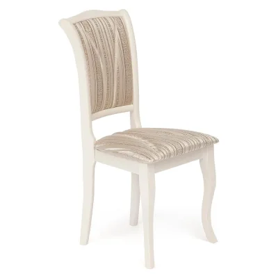 Стул Tetchair opera ( op-sc ) 2 шт., дерево гевея, 45x53x97 см, ivory white (слоновая кость 2-5), ткань бежевая, рисунок золотистый (180-9) 12489
