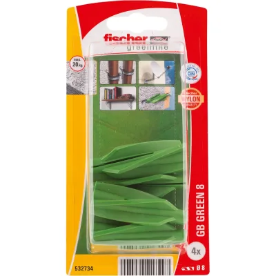 Дюбель для газобетона Fischer GB Green, d сверла 8мм L 50мм. 4шт 532734