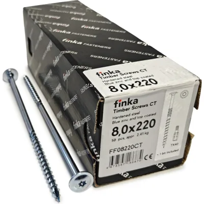 Шурупы конструкционные Finka Timber Screws CT 8,0x220 TX40 (Голубой цинк, тарелка, 50шт) FF08220CT