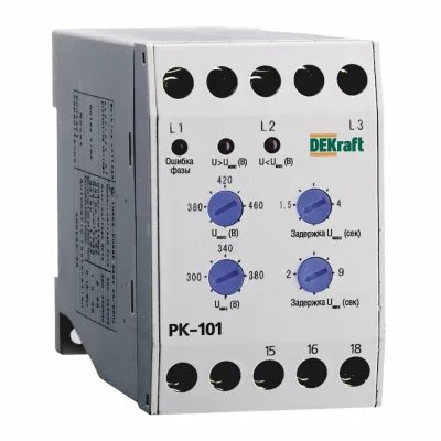 Реле контроля фаз модульное Dekraft РК-101 380 В 5 А тип AC (23300DEK)
