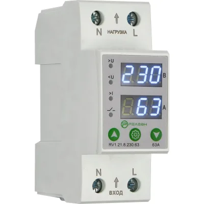 Реле контроля напряжения и тока РЕЛЕОН 1L; 230В AC; 63А, RV121823063