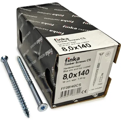 Шурупы конструкционные Finka Timber Screws CS 8,0x140 TX40 (Голубой цинк, потай, 50шт) FF08140CS