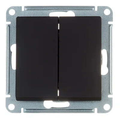Переключатель Systeme Electric AtlasDesign двухклавишный встраиваемый карбон (ATN001065)