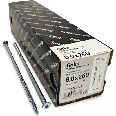 Шурупы конструкционные Finka Timber Screws CS 8,0x260 TX40 (Голубой цинк, потай, 50шт) FF08260CS