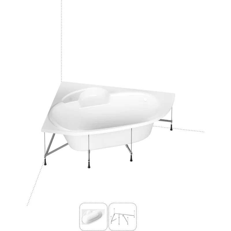 Угловая акриловая ванна 140 х 95 с каркасом Lavinia Boho Bell Pro в наборе 2 в 1 S1-3702140L