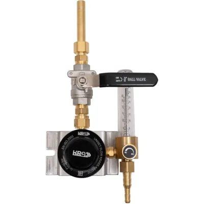 Газовый пост KRASS UNISET FLOW AR/CO2 Аргон/Углекислый газ 4/0.35 МПа, 30/40 л/мин, вх. G3/8+ниппель 12 мм под приварку, вых. М16х1,5+ниппель 6/9 мм 2711009