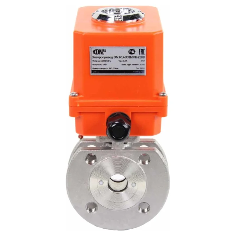 Шаровой кран DN.ru КШмФП.316.200 Ду20 Ру16 электропривод QT-003 MINI 220В D160-01703