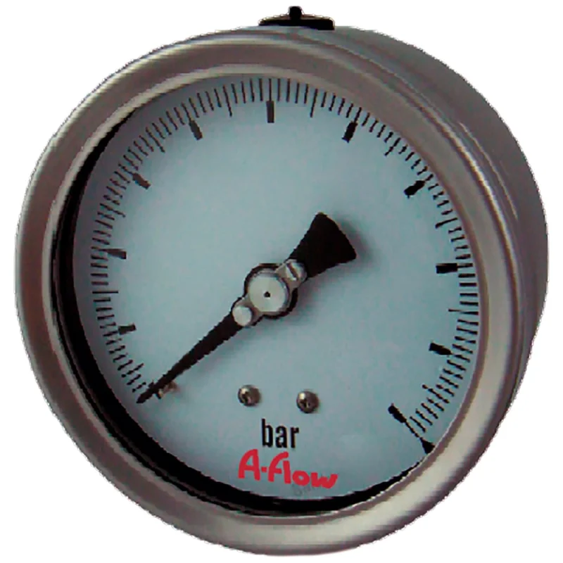 Манометр от 0 до 250 бар из нержавеющей стали, D63 мм, NPT 1/4", штуцер сзади по центру A-Flow G22-S-4N-63B-250bar