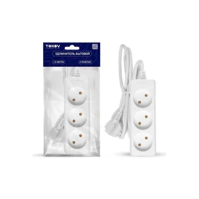 Удлинитель TOKOV ELECTRIC 3x1.5м без заземл. 10а 2x0.75 TKE-C01-BU3-1.5-075