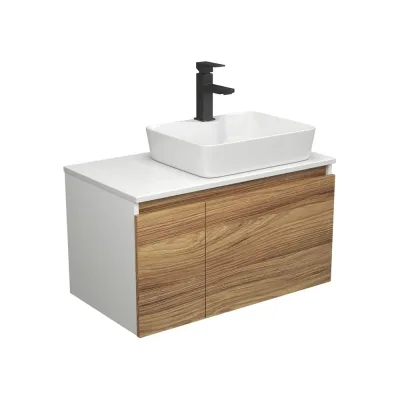 Комплект для ванной Bauedge 3 предмета (тумба Bau Dream Blackwood 80 + раковина BAU Cerama 48x37, с отверстием под смеситель, белая, смеситель Hotel Black) BD1893