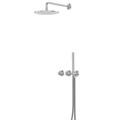 Душевая система ABBER Emotion 316 AF8851BST скрытого монтажа без излива, термостат, брашированная сталь