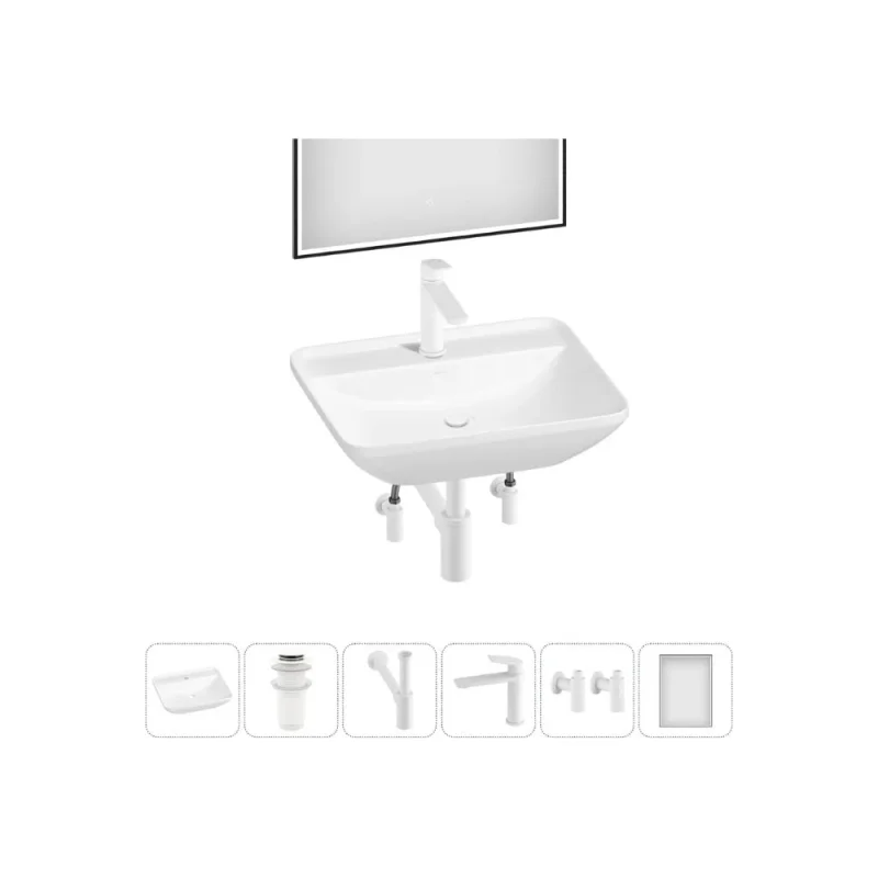 Набор 6 в 1 Wellsee Cute Twin S накладная раковина 55x42 см 20218974R
