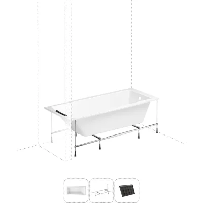 Акриловая ванна 170х70 Lavinia Boho One в наборе 3 в 1 S1-3701007P