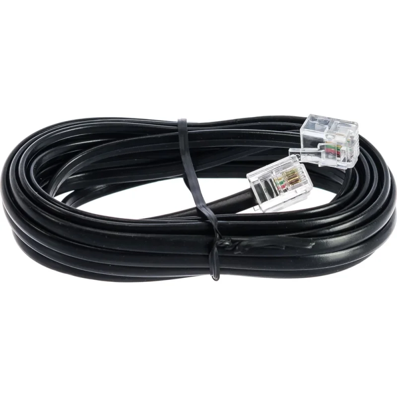 Кабель Cablexpert телефонный аппарат-розетка, 3 м, чёрный TC6P4C-3M-BK