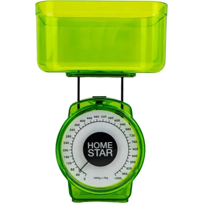 Кухонные механические весы HomeStar HS-3004М, 1 кг, цвет зеленый 002796