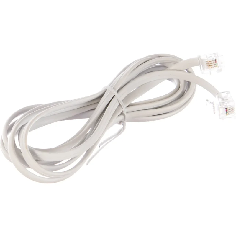 Кабель Cablexpert телефонный аппарат-розетка, 2 м, белый TC6P4C-2M