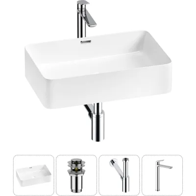 Комплект Wellsee 4 в 1 Lavinia Boho Bathroom Sink накладная раковина 48x31 см 20215215R