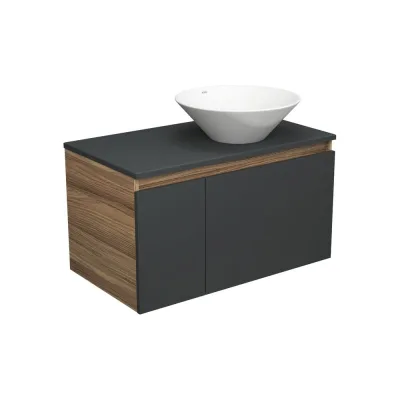 Тумба с раковиной Bauedge Bauedge (тумба подвесная Bau Dream Blackwood 80, графит + раковина санфаянс накладная круглая BAU Dream D43) BD2244