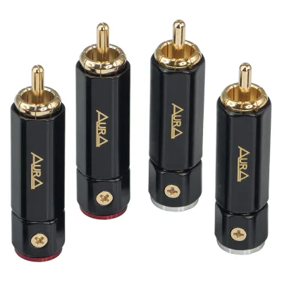 Коннектор для кабеля AURA RCA до 9,3 мм., 2 красный + 2 серых, блистер RCA-P615