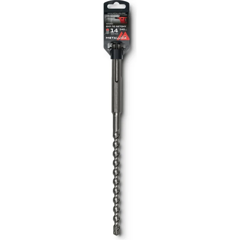 Бур по бетону SDS-max 14x340/200 мм, Х-напайка, 2 спирали METALLICA Ultra 905883