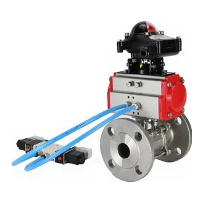 Шаровой кран DN.ru КШФПТ.304.180 Ду50 Ру40, фланц., PTFE, пн.привод DA-065, пн.распред PND1-S2EM-52-2-T08-220VAC, БКВ LSB-210-02NM12-220/24 D160-81085