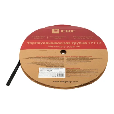 Трубка термоусадочная EKF ТУТ 10/5 мм черная (100 м)