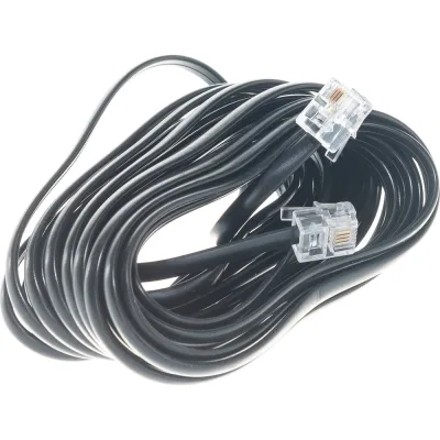 Кабель Cablexpert телефонный аппарат-розетка, 5 м чёрный TC6P4C-5M-BK