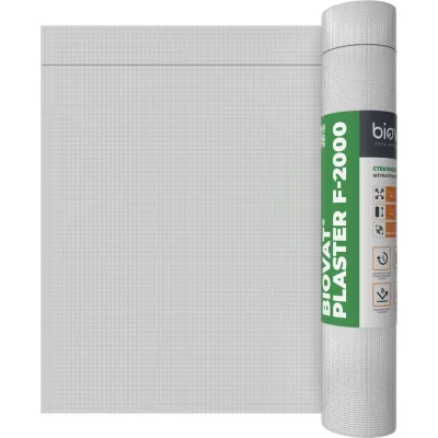 Сетка стеклотканевая фасадная BIOVAT ® PLASTER F-2000 4.0x4.0 мм, 165 г/м2, 1x50 м BV046