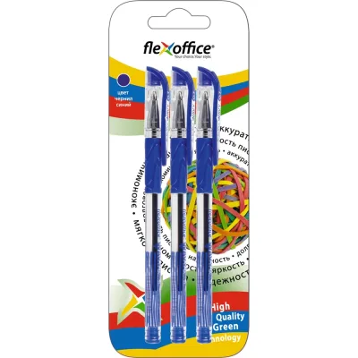 Шариковая ручка Flexoffice wavy синяя, 3 шт. FO-045 BLUE/3B