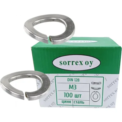 Шайба для болта SORREX М3 DIN 128, пружинная, гроверная, волнистая, 100 шт. 128,A-1-03 100