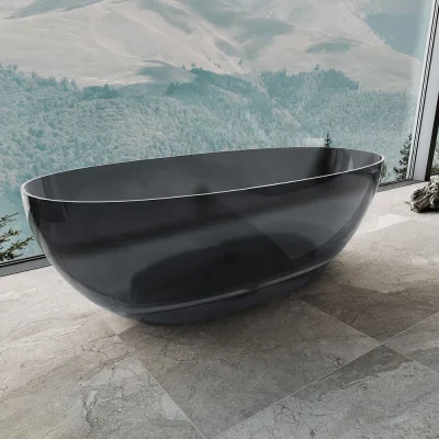 Ванна прозрачная VINCEA 1700x750x550, цвет черный VBT-6T01B