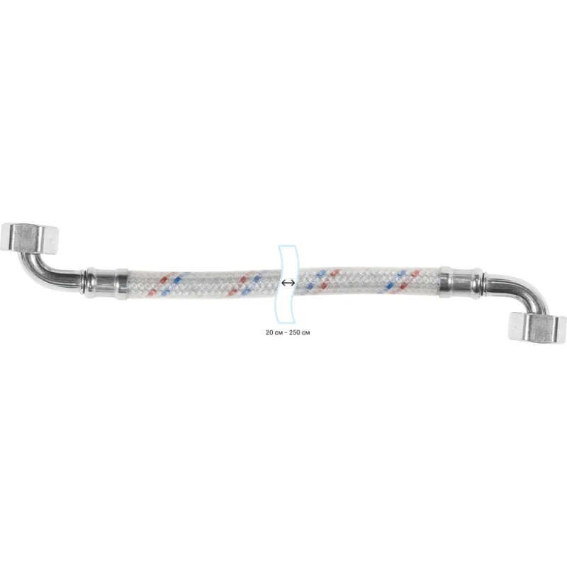 Гибкая подводка для воды ЦС нейлон, 1/2”Г-угол х 1/2"Г- угол L-250 см, штука ГП002220