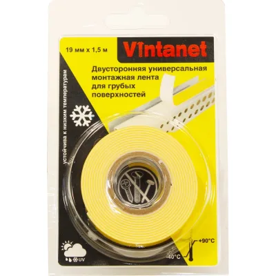 Двусторонняя монтажная лента для грубых поверхностей VINTANET VN115, 19мм х 1,5 м VN1151915