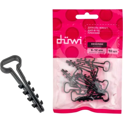 Дюбель-хомут duwi ДХП 6-12 плоский, черный, 10 шт. 23525 9