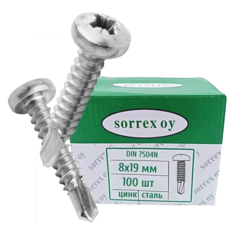 Оцинкованный саморез по металлу SORREX DIN 7504N M4.8x19, 100 шт. 7504N-1-048-019 100