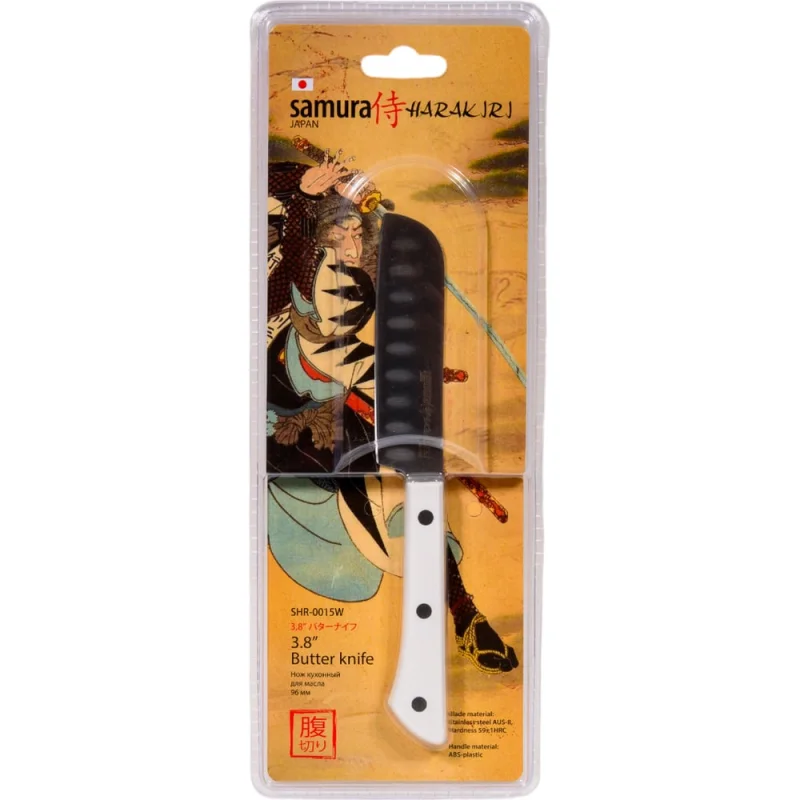 Кухонный нож для масла Samura HARAKIRI 96 мм, коррозийно-стойкая сталь, ABS пластик SHR-0015W/K