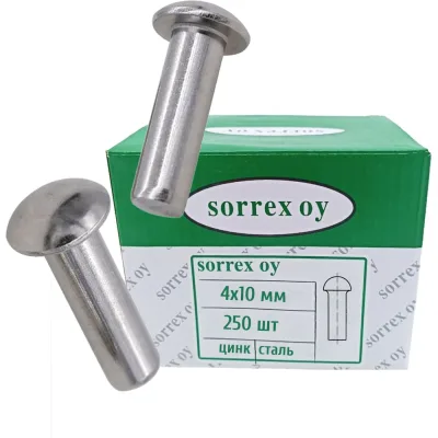 Заклепка SORREX 4x10 стальная забивная под молоток с полукруглой головкой (250 штук) 0660-0-04-010 250