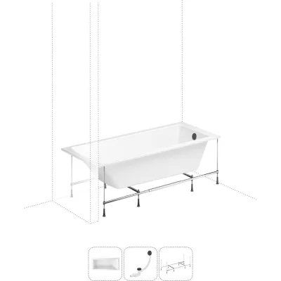 Акриловая ванна Lavinia Boho One в наборе 3 в 1: акриловая ванна, каркас, слив-перелив 202011023