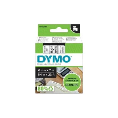 Картридж с лентой Dymo S0720780 6 мм, 7 м, пластик, черный на белой ленте DYMO43613