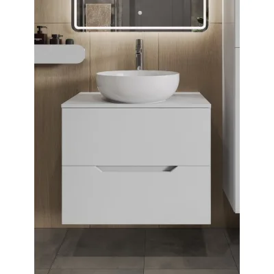 Тумба с раковиной подвесная 70 см, белый ORANGE Лайн Li-70TuwMDF+B07-420W
