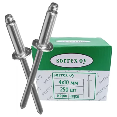 Вытяжная заклепка SORREX нерж/нерж., 4.0x10, 250 шт. 2BBD 40100 250