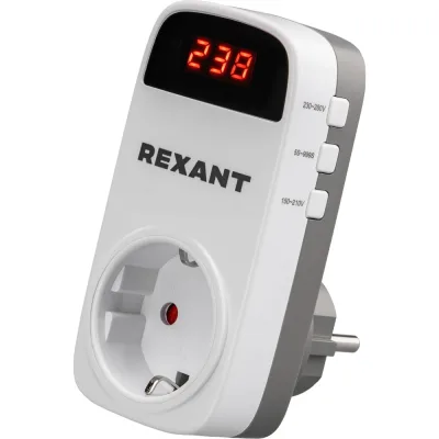 Реле напряжения REXANT «вилка-розетка» c дисплеем 16А 10-6040