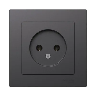 Розетка Systeme Electric AtlasDesign встраиваемая базальт без заземления (ATN001440)