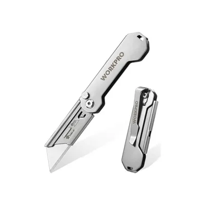 Нож складной мини WORKPRO из нержавеющей стали (трапец) WP211016