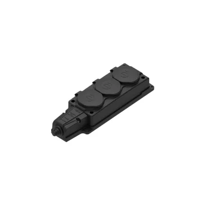 Колодка 3 розетки Systeme Electric MultiSet с заземлением 16 А 250 В IP44 с крышкой черная (MST4103BK)