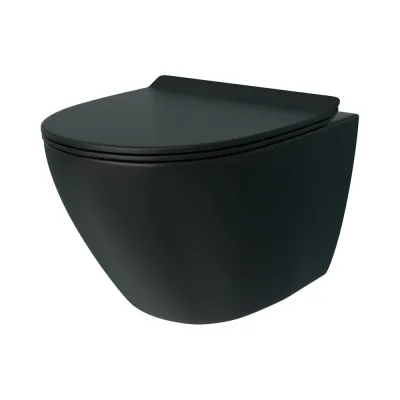 Унитаз подвесной Teymi Lina Pro Vortex безободковый, сиденье микролифт, черный матовый T40114 ЦБ-00270338